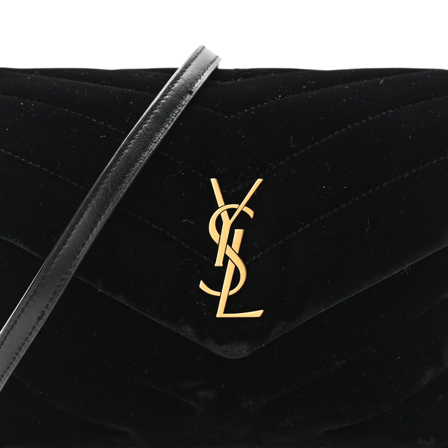 Saint Laurent Velvet Y Quilted Monogram Toy Loulou Chain Satchel French Black 9 of 12