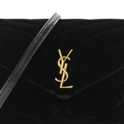 Saint Laurent Velvet Y Quilted Monogram Toy Loulou Chain Satchel French Black 9 of 12