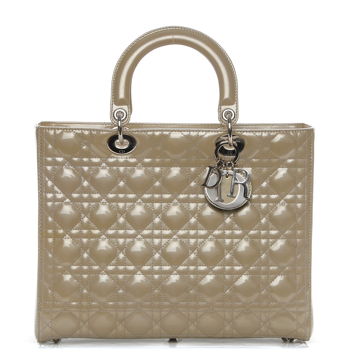 Patent Cannage Large Lady Dior Beige