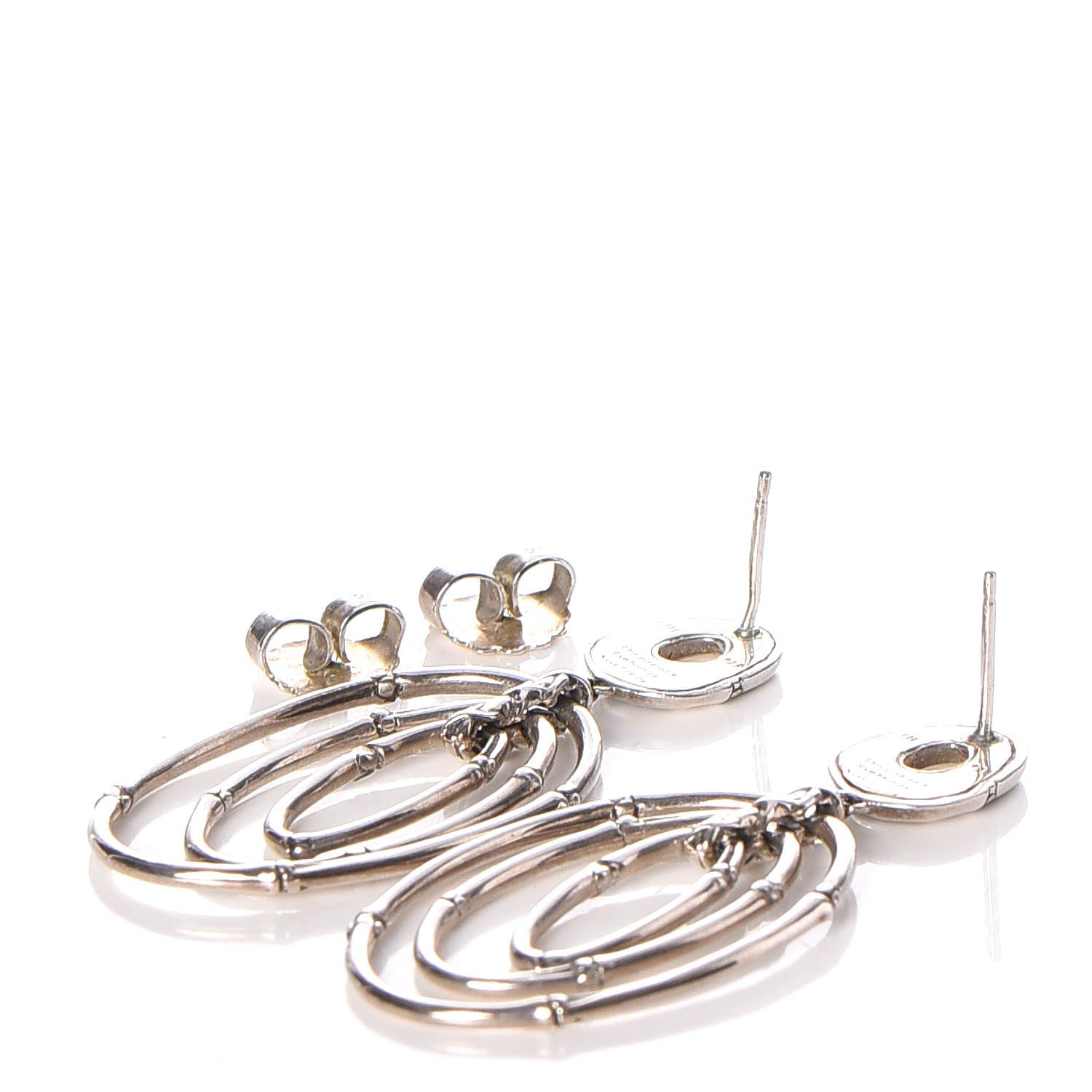 John Hardy Sterling Silver Bamboo Oval Drop Earrings 3 of 5