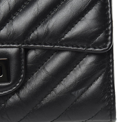 Chanel Aged Calfskin Chevron Quilted Reissue Medium Flap Wallet So Black 9 of 10