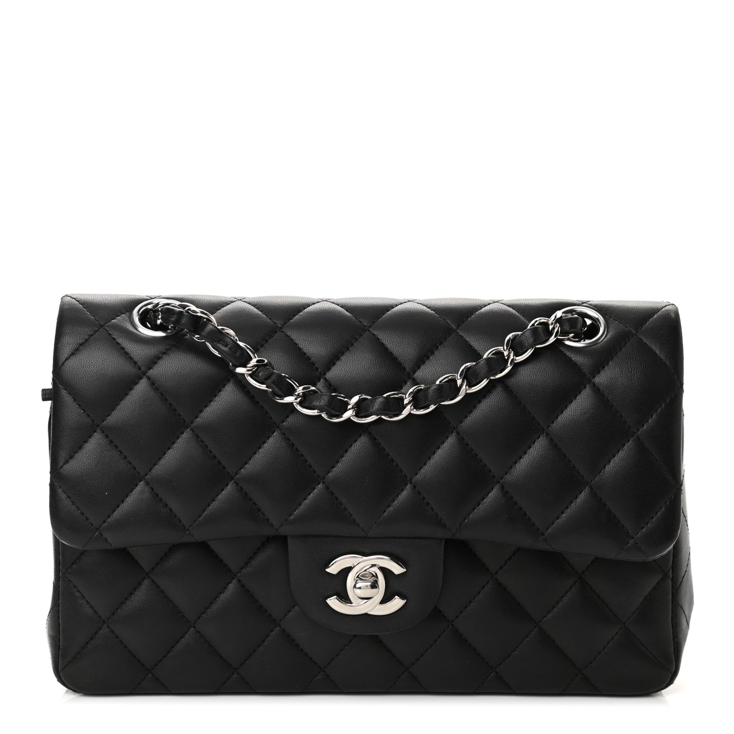 Lambskin Quilted Small Double Flap Black