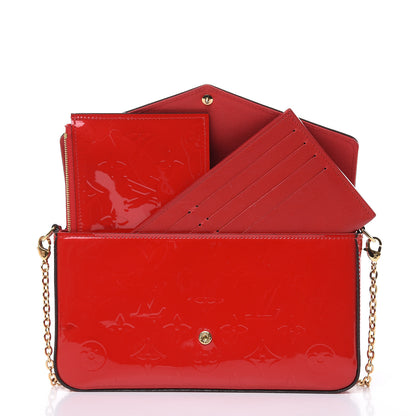 Louis Vuitton Vernis Felicie Pochette Chain Wallet Cherry 7 of 10