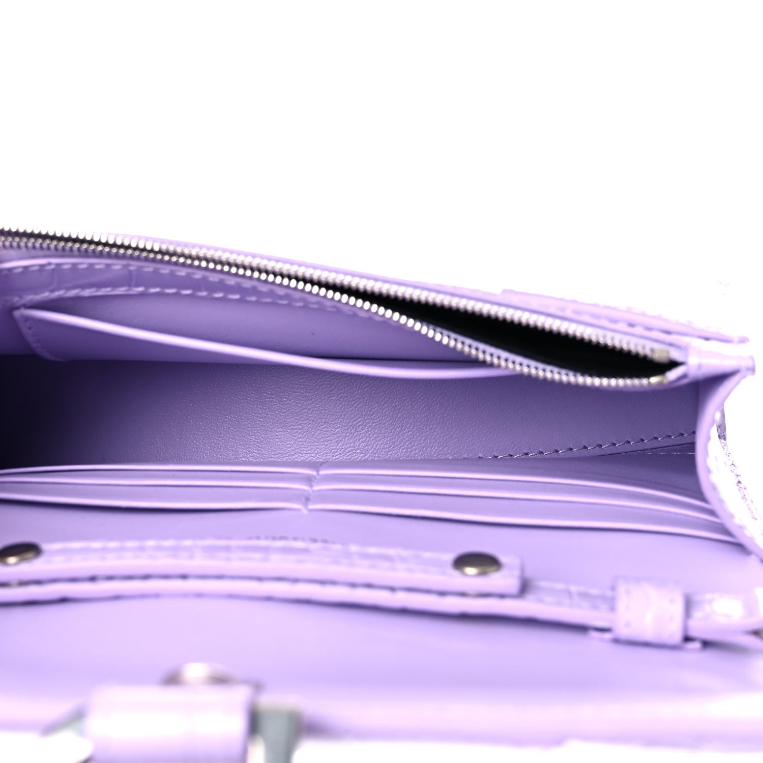 Balenciaga Shiny Calfskin Crocodile Embossed Hourglass Chain Bag Lilac 5 of 13