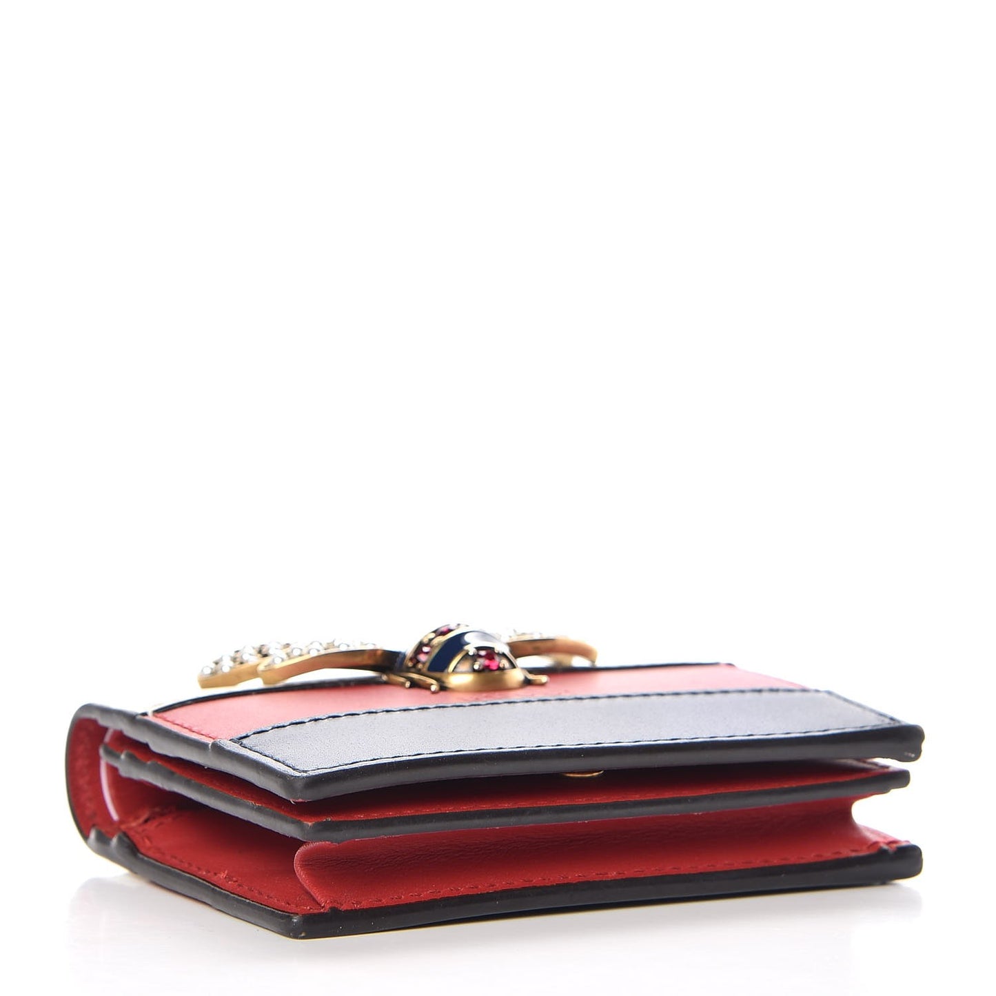 Calfskin Queen Margaret Card Case Wallet Blue Agata Hibiscus Red Mystic White