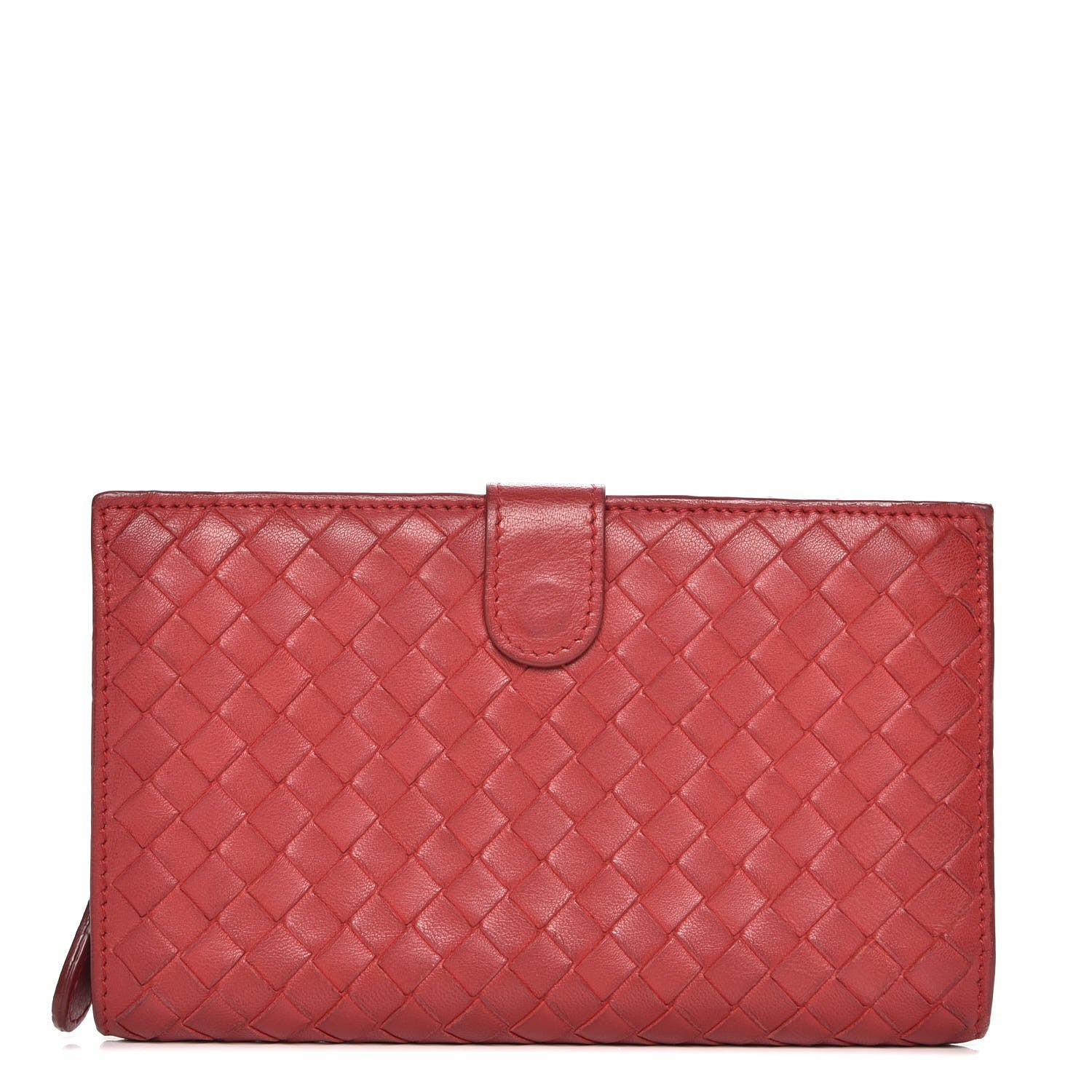 Bottega Veneta Nappa Intrecciato Continental Snap Wallet Red 1 of 7