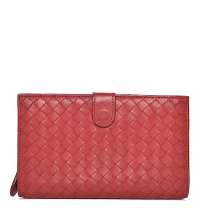 Bottega Veneta Nappa Intrecciato Continental Snap Wallet Red 1 of 7