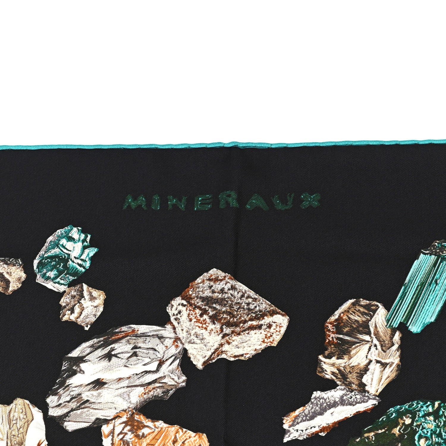 Hermes Silk Mineraux Scarf 90 Black Turquoise Beige 5 of 5