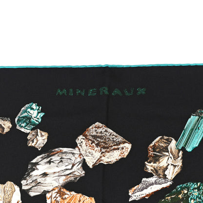 Hermes Silk Mineraux Scarf 90 Black Turquoise Beige 5 of 5