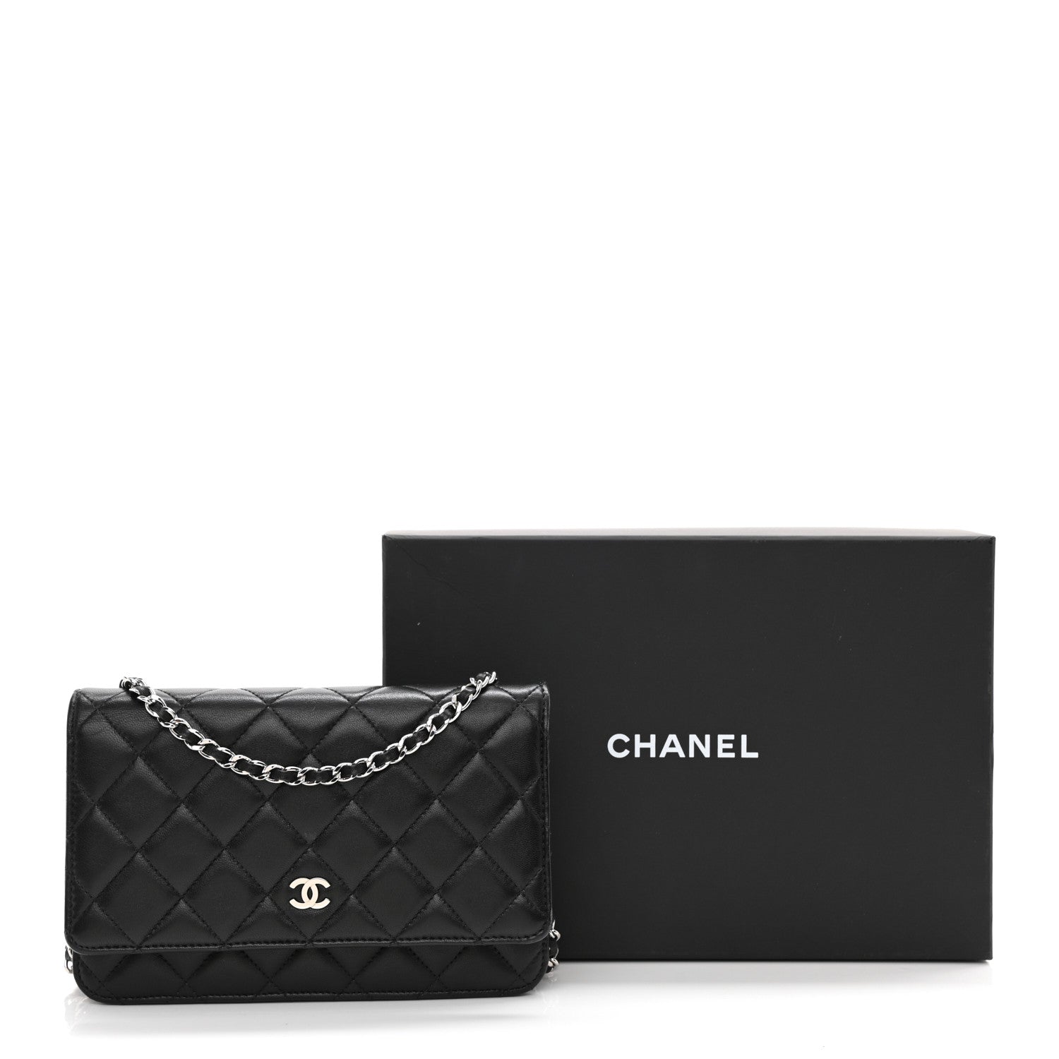 Chanel Lambskin Quilted Wallet On Chain WOC Black 22 of 23