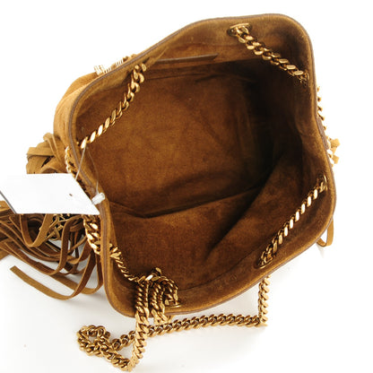 Saint Laurent Suede Calfskin Fringe Baby Emmanuelle Bucket Light Ochre 5 of 7