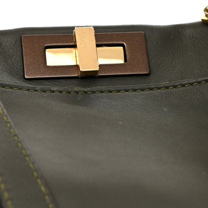 Fendi Vitello Seta Shiny Nappa Medium Peekaboo Iconic Satchel Verde Prato Makeup 12 of 18