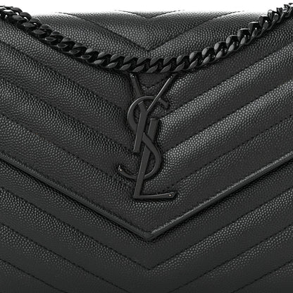 Saint Laurent Grain De Poudre Matelasse Chevron Monogram Monochrome Chain Wallet Black 8 of 10