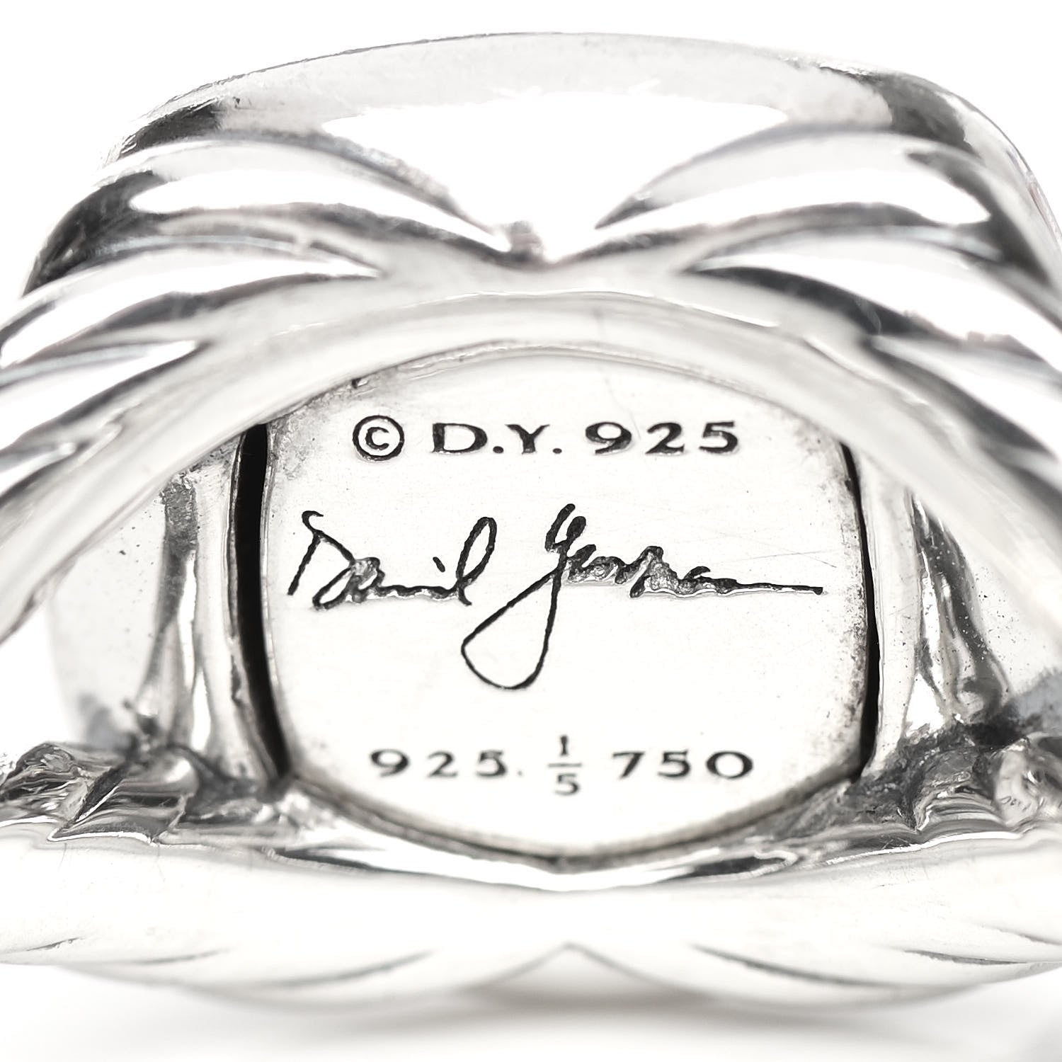 David Yurman Sterling Silver 18K Yellow Gold Diamond 11mm Albion Ring 57 8 4 of 4