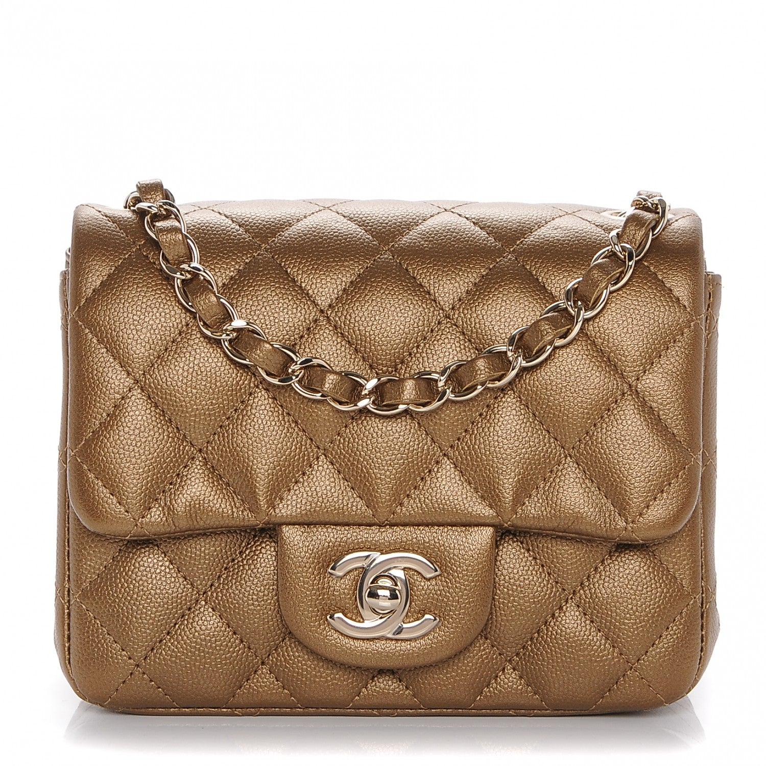 Chanel Metallic Caviar Quilted Mini Square Flap Dark Gold 1 of 7