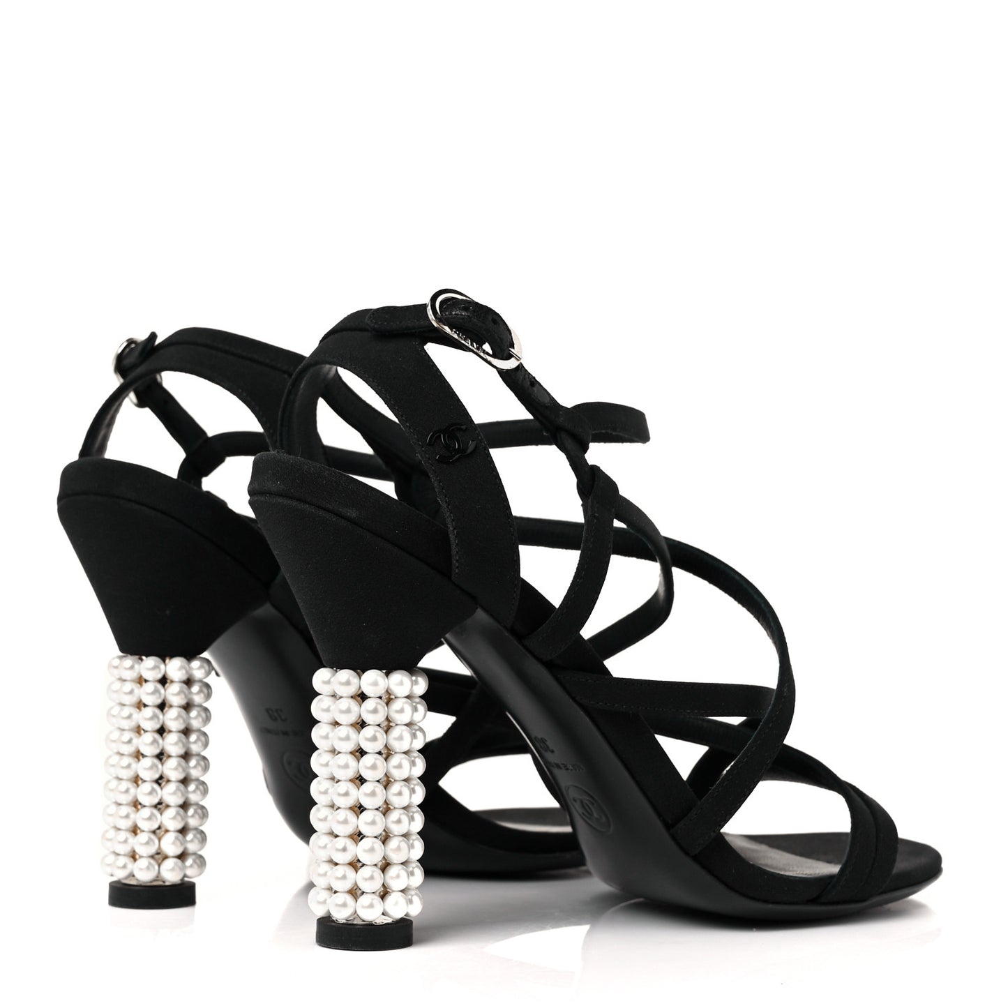Suede Pearl Sandals 38 Black