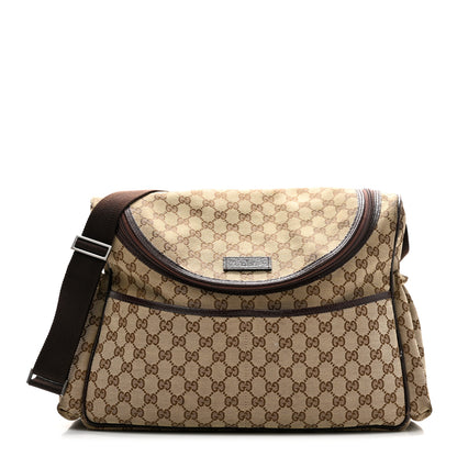 Gucci Monogram Natural Pigskin Large Diaper Bag Beige Ebony Cocoa Dark Chocolate 1 of 10