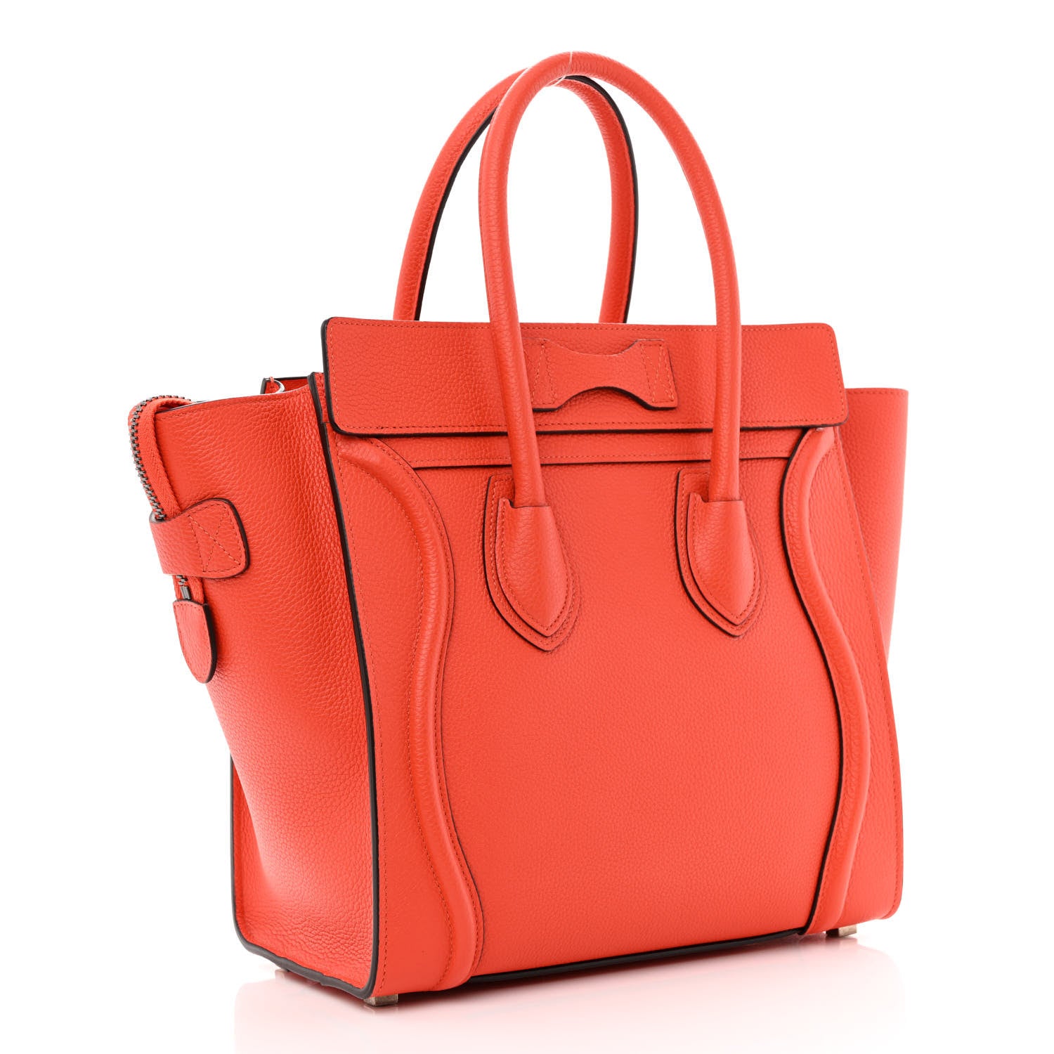 Celine Drummed Calfskin Micro Luggage Vermillion 3 of 10