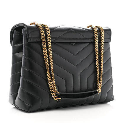 Saint Laurent Calfskin Y Quilted Monogram Medium Loulou Chain Satchel Black 2 of 9