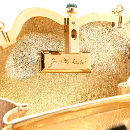 Judith Leiber Crystal Frog Minaudiere Chain Clutch Gold 6 of 9