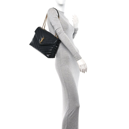 Saint Laurent Calfskin Y Quilted Monogram Medium Loulou Chain Satchel Black 2 of 13