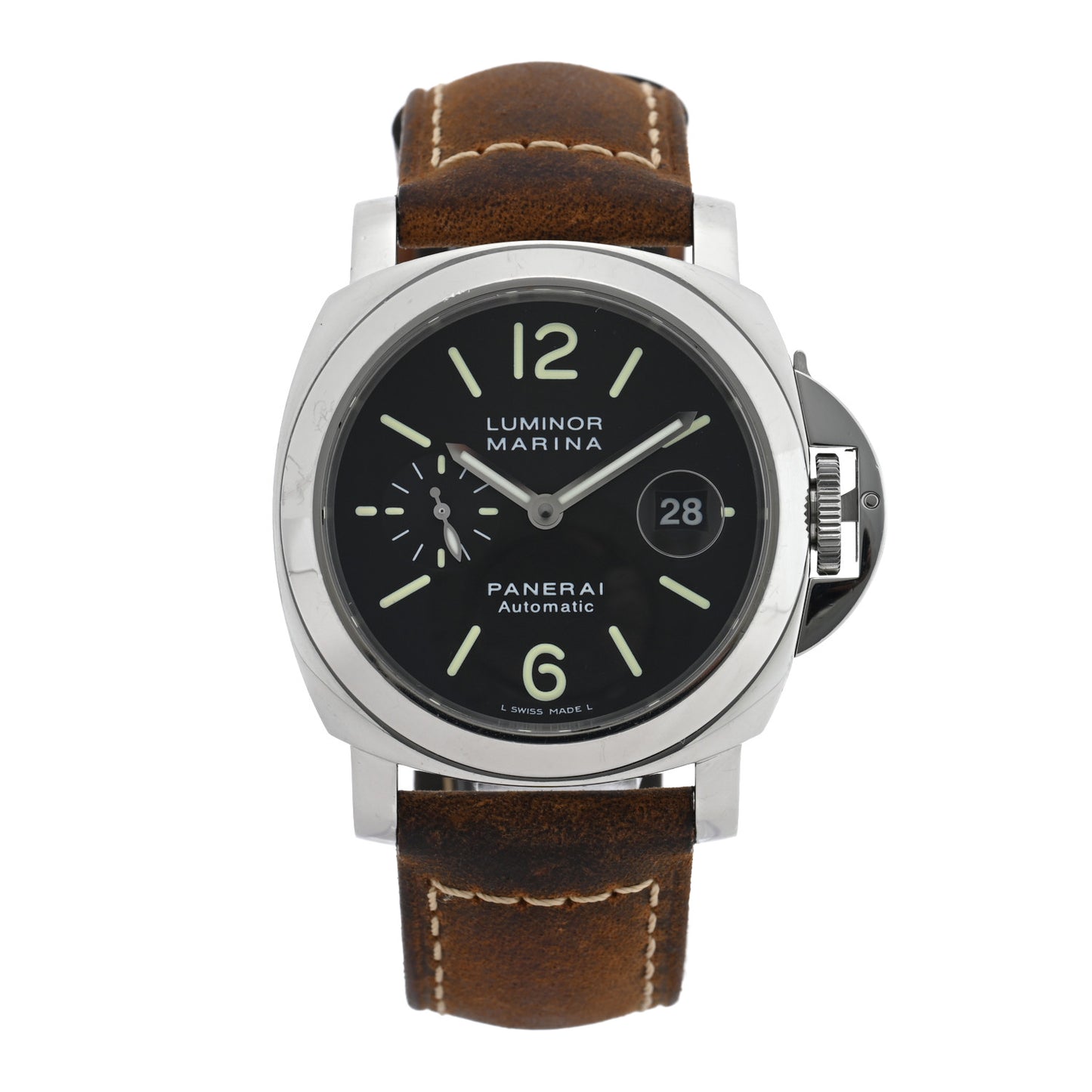 Stainless Steel Calfskin 43mm Luminor Marina Automatic Watch Black PAM00104
