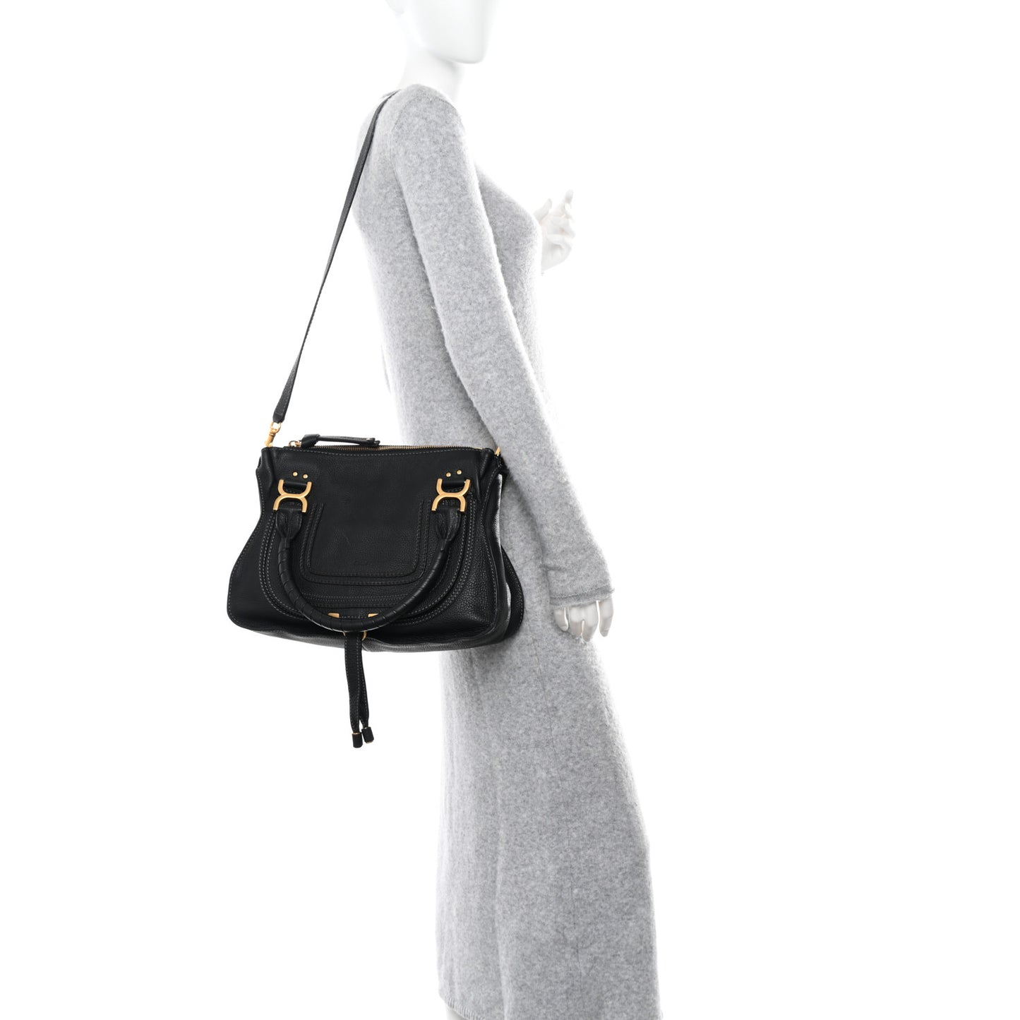 Calfskin Medium Marcie Satchel Black