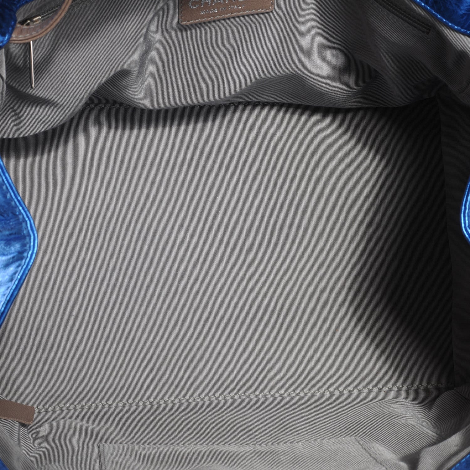 Chanel Leather Modern Chain Tote Metallic Blue 5 of 7