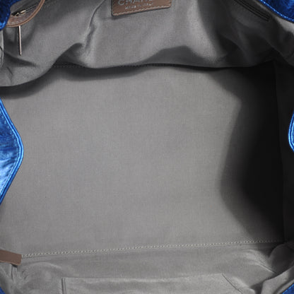 Chanel Leather Modern Chain Tote Metallic Blue 5 of 7