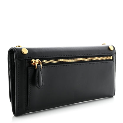 Prada City Calf Studded Metal Continental Flap Travel Wallet Black 4 of 11