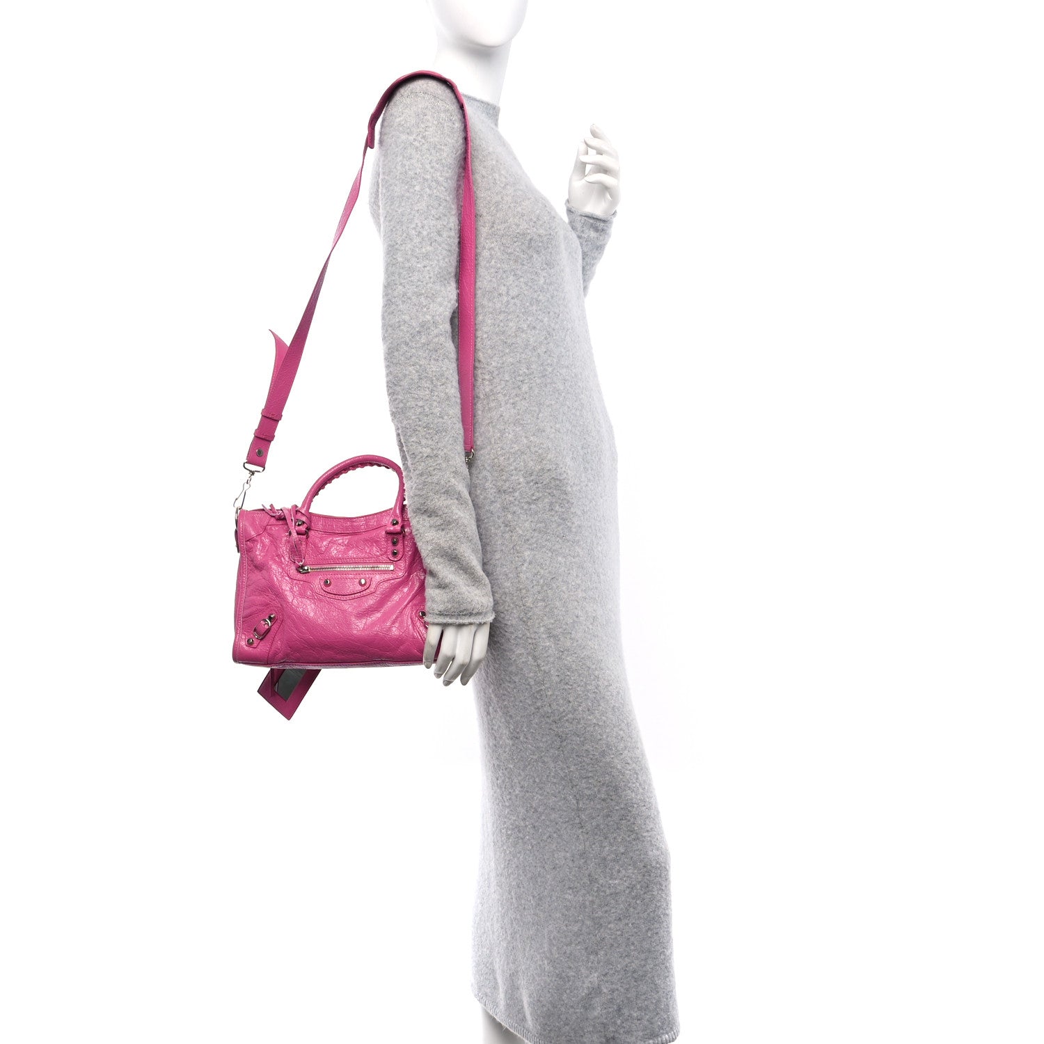 Balenciaga Agneau Classic Silver Hardware S City Flamingo 2 of 17