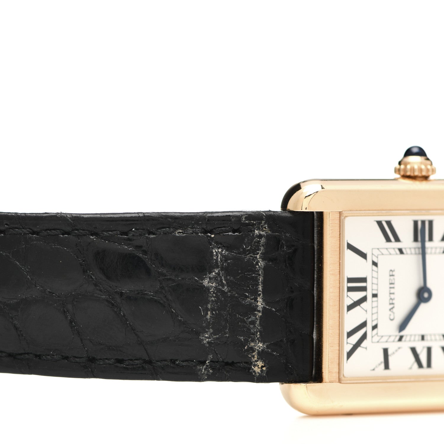 Cartier Stainless Steel 18K Yellow Gold Alligator 24mm Tank Solo Quartz Watch 5 of 8
