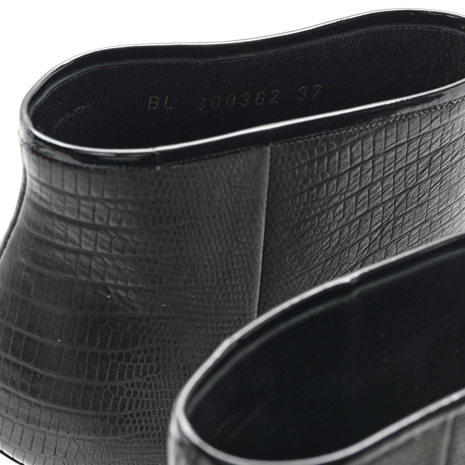 Saint Laurent Calfskin Lizard Embossed Tribtoo 105 Platform Booties 37 Black 9 of 9