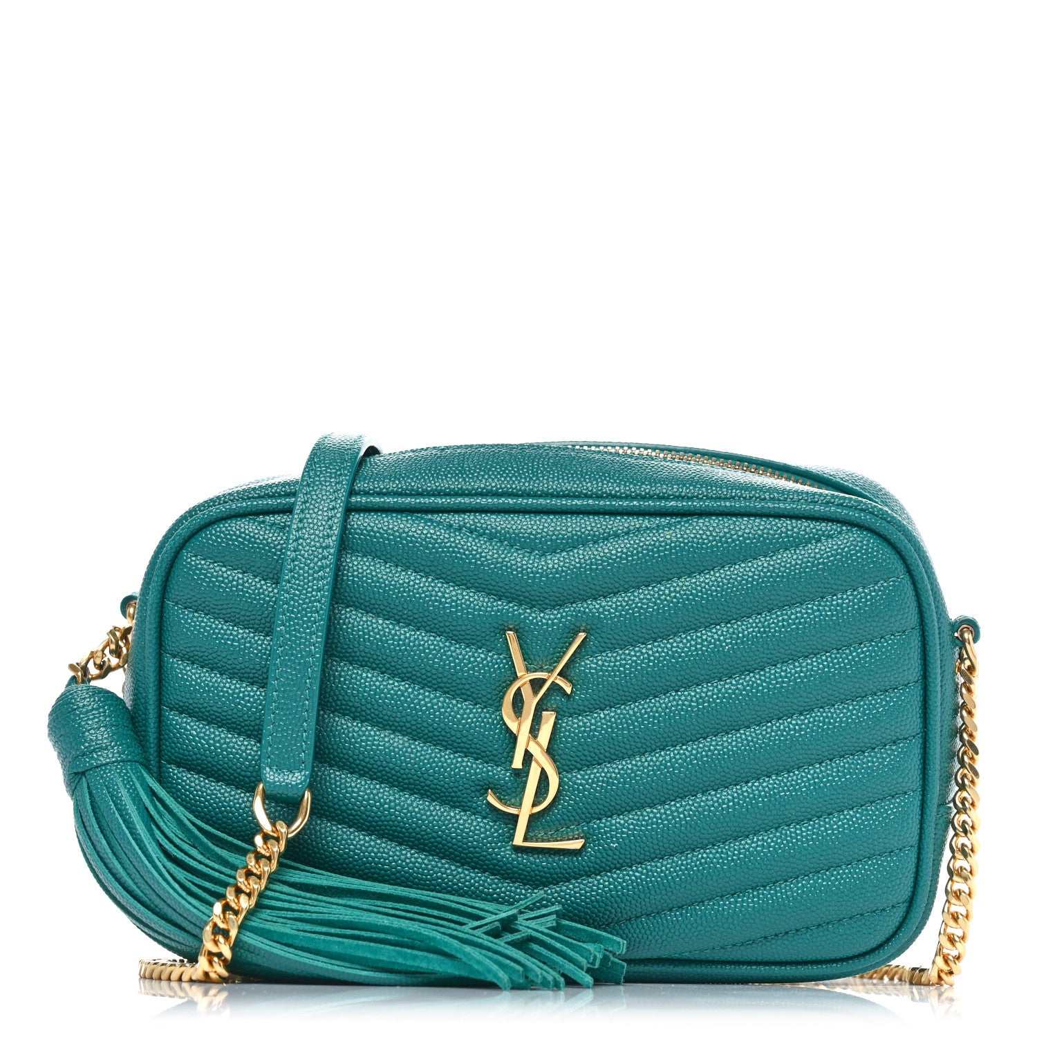 Saint Laurent Grain De Poudre Matelasse Monogram Mini Lou Camera Bag Brilliant Grass 1 of 10