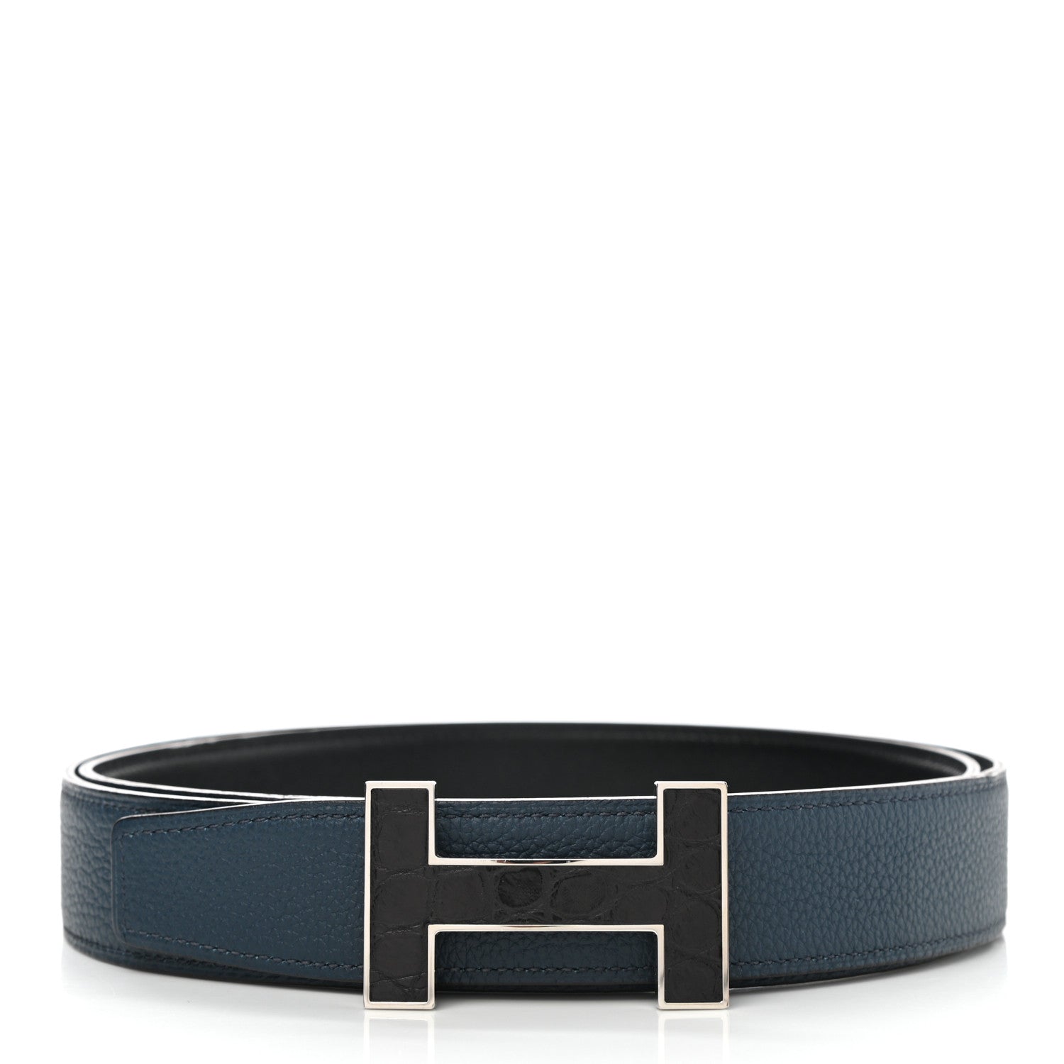 Hermes Box Togo Matte Alligator 32mm Quizz H Belt 110 Black Bleu De Prusse 3 of 6