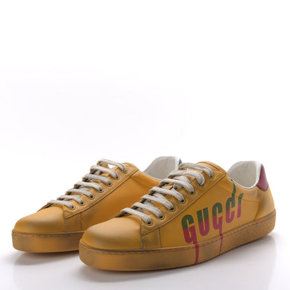 Gucci Distressed Calfskin Mens Ace Blade Sneakers 9.5 Crop 3 of 10