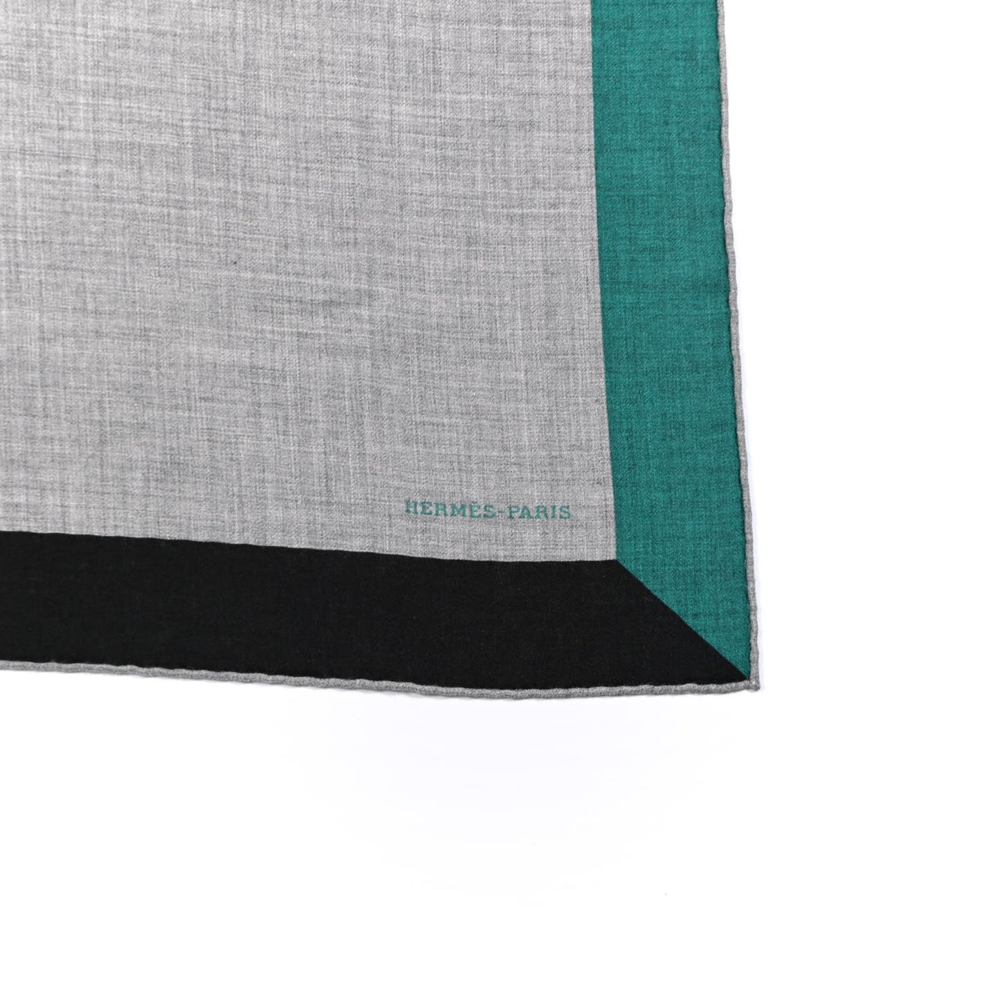 Cashmere Silk Encadre Giant Scarf 140 Gris Chine Marine Vert