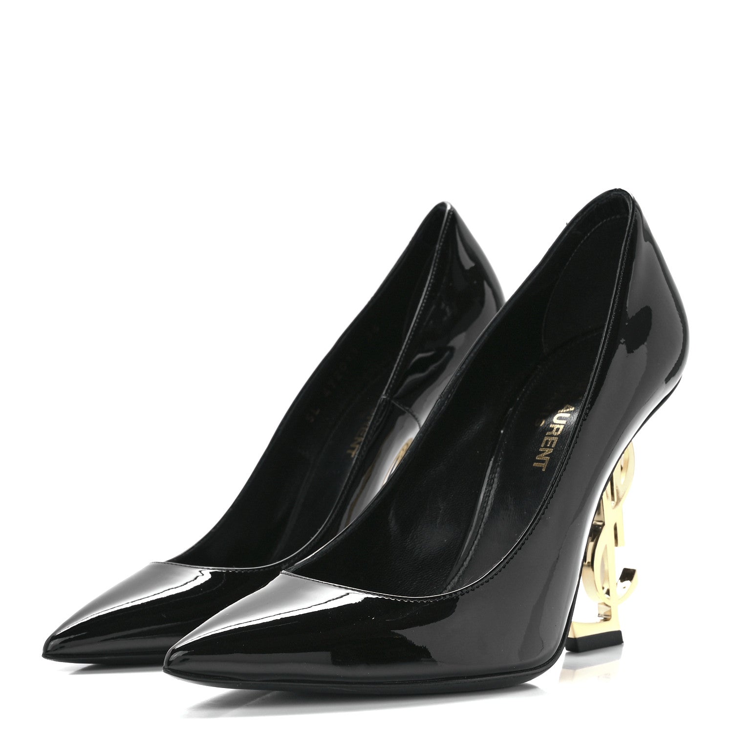 Saint Laurent Patent Opyum 110 Pumps 38 Black Gold 3 of 9