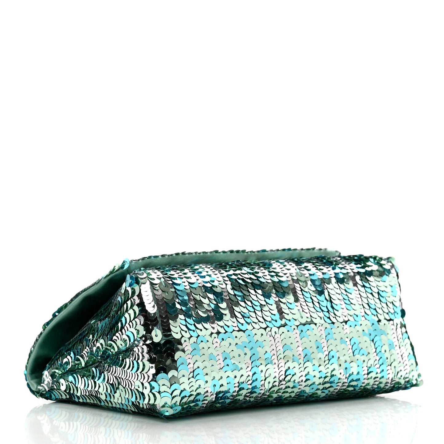 Sequin Mini Label Shoulder Bag Aqua Black