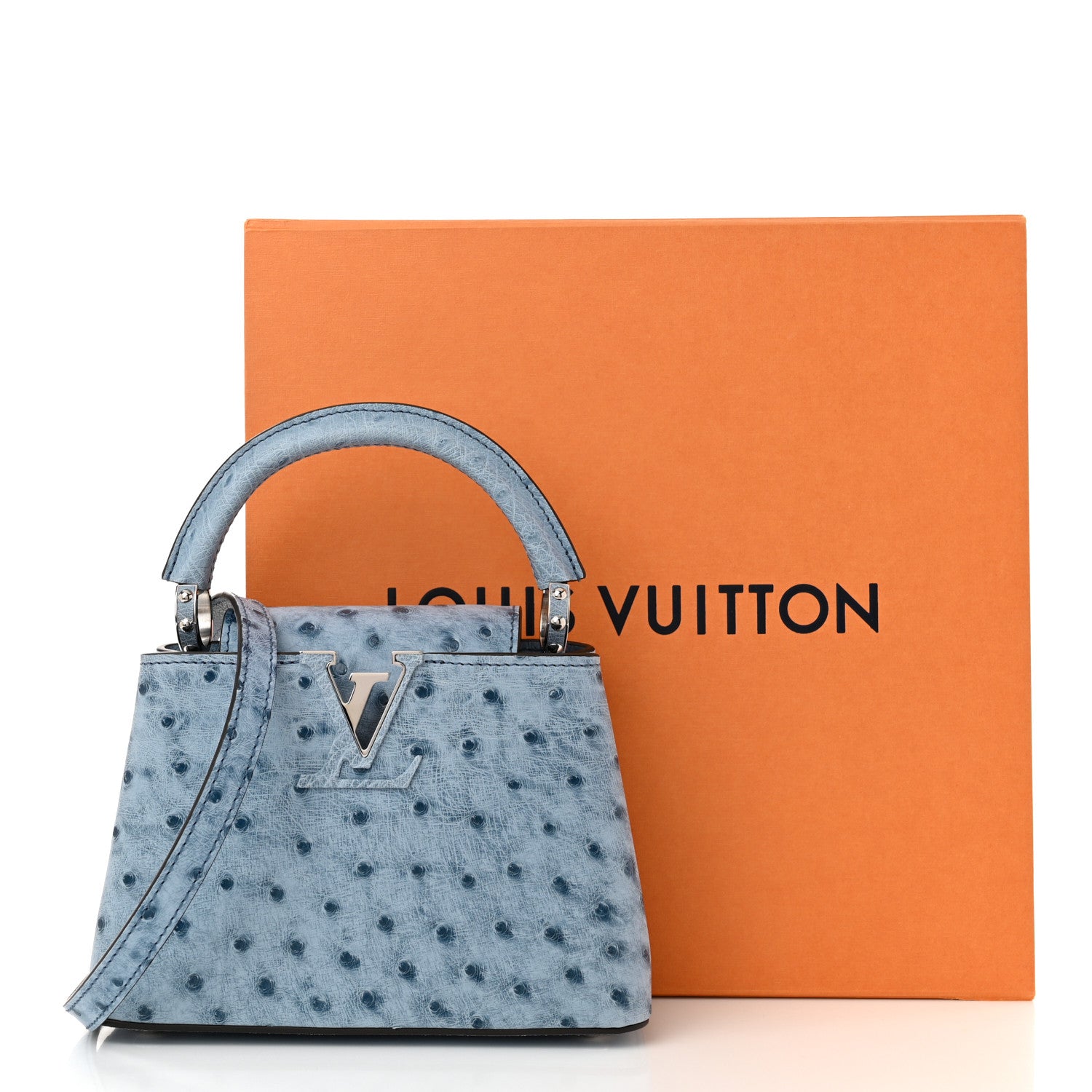 VUITTONバック Louis Vuitton Ostrich Capucines Mini Blue Denim 1705541 – FASHIONPHILE
