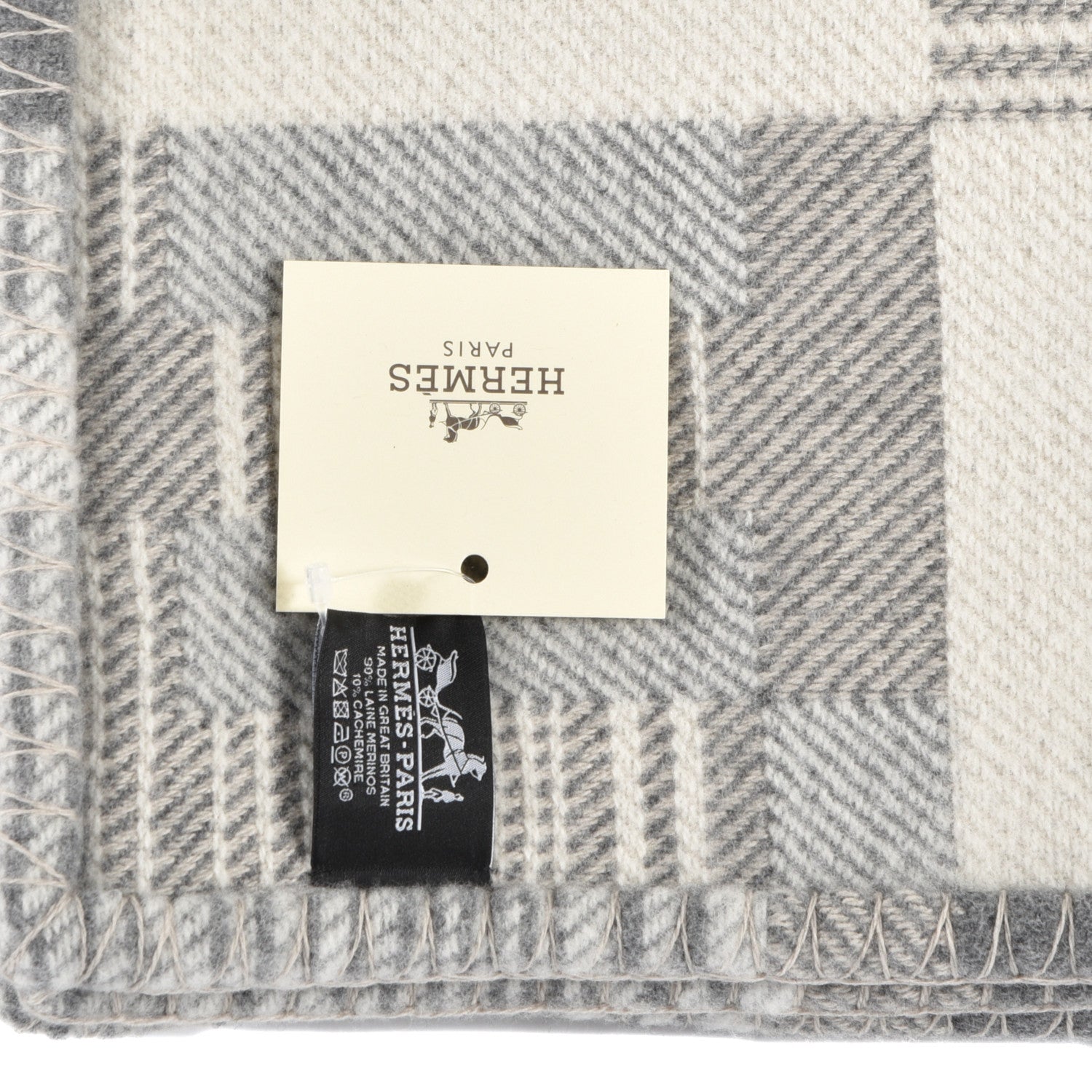 Hermes Wool Cashmere Avalon Paper Block Blanket Gris Acier 3 of 3