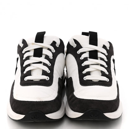 Chanel Nylon Suede Calfskin CC Sneakers 39 White Dark Grey 2 of 8