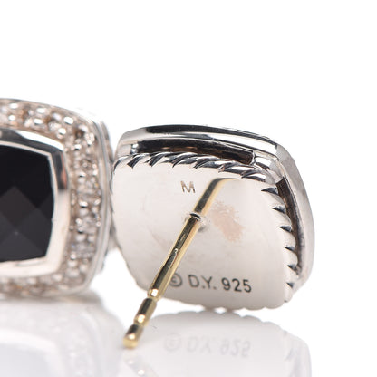 David Yurman Sterling Silver Diamond Black Onyx 7mm Albion Earrings 4 of 5