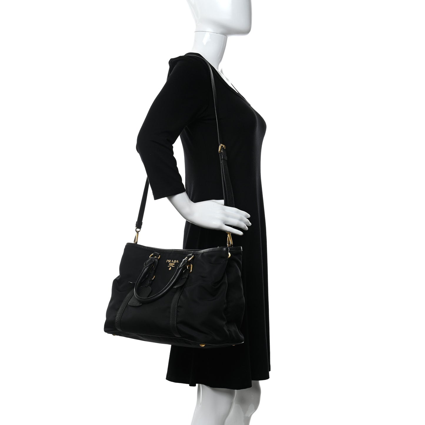 Tessuto Nylon Saffiano Tote Black