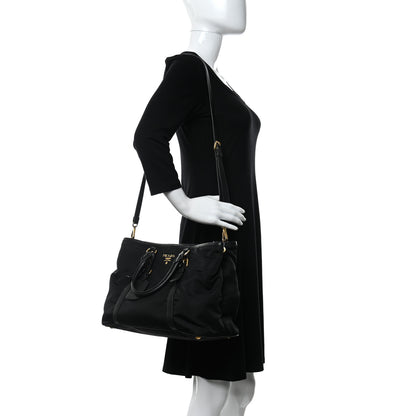 Prada Tessuto Nylon Saffiano Tote Black 2 of 13