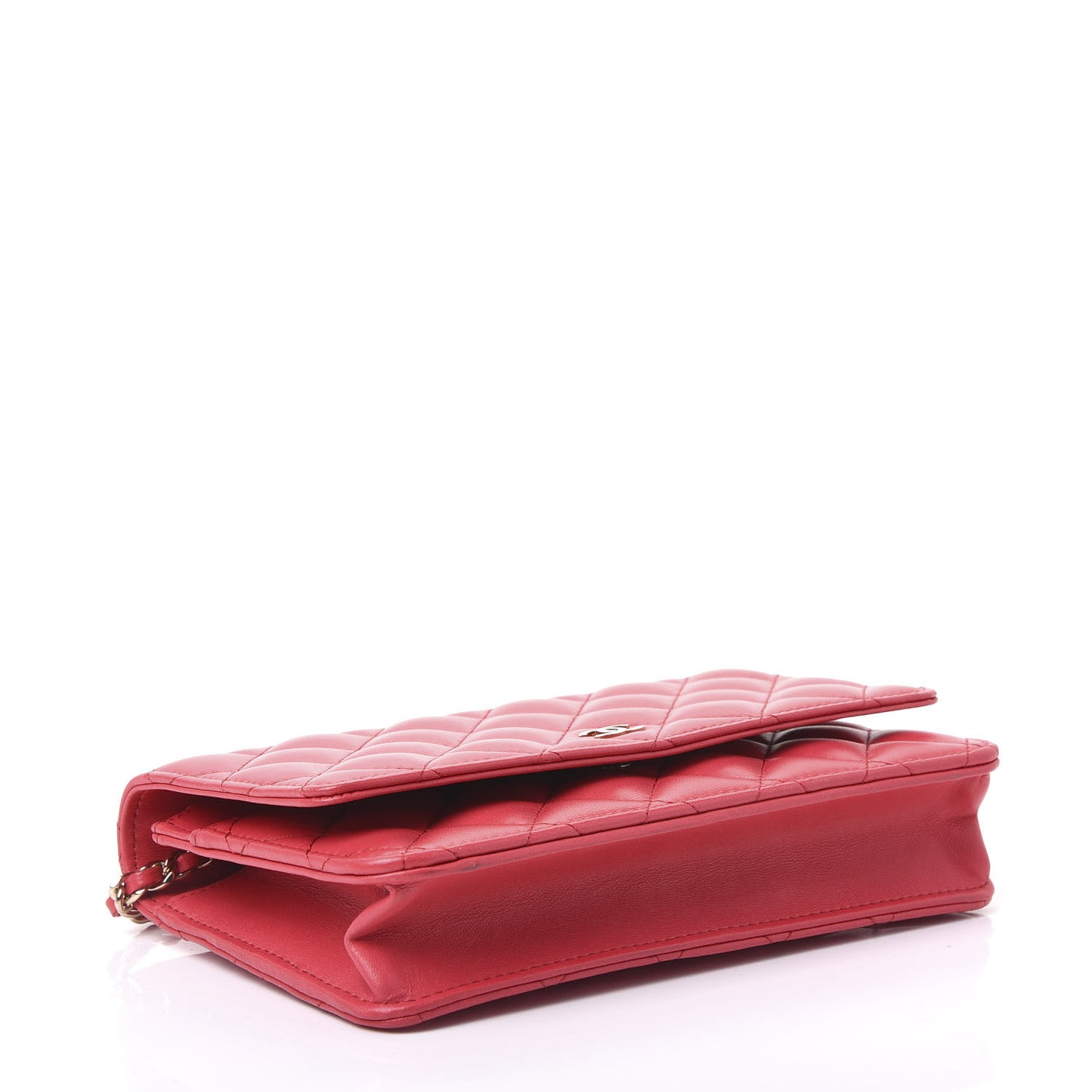 Lambskin Quilted Wallet On Chain WOC Light Red