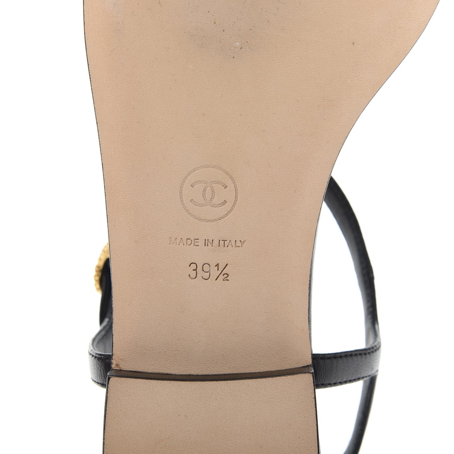 Lambskin Chain CC Logo Thong Sandals 39.5 Black