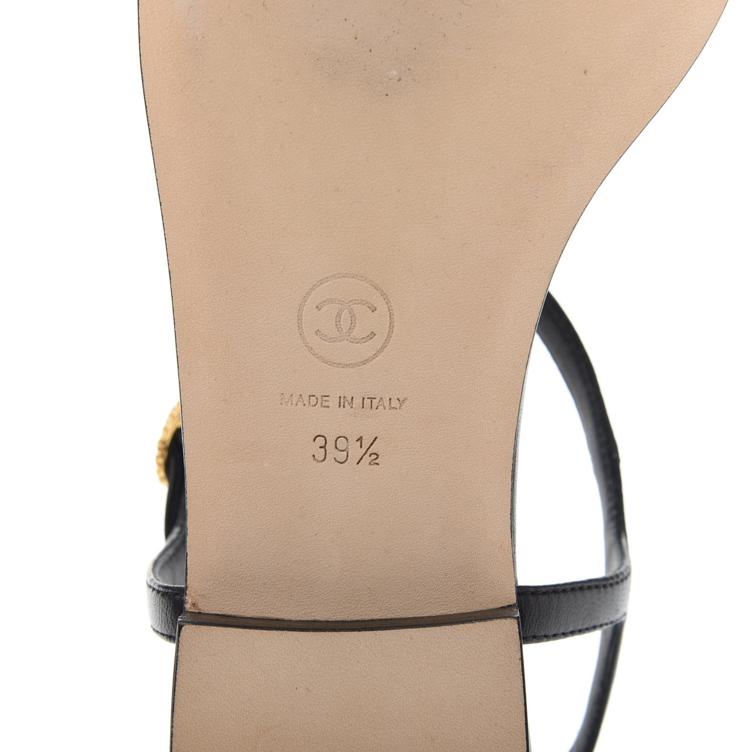 Chanel Lambskin Chain CC Logo Thong Sandals 39.5 Black 7 of 8
