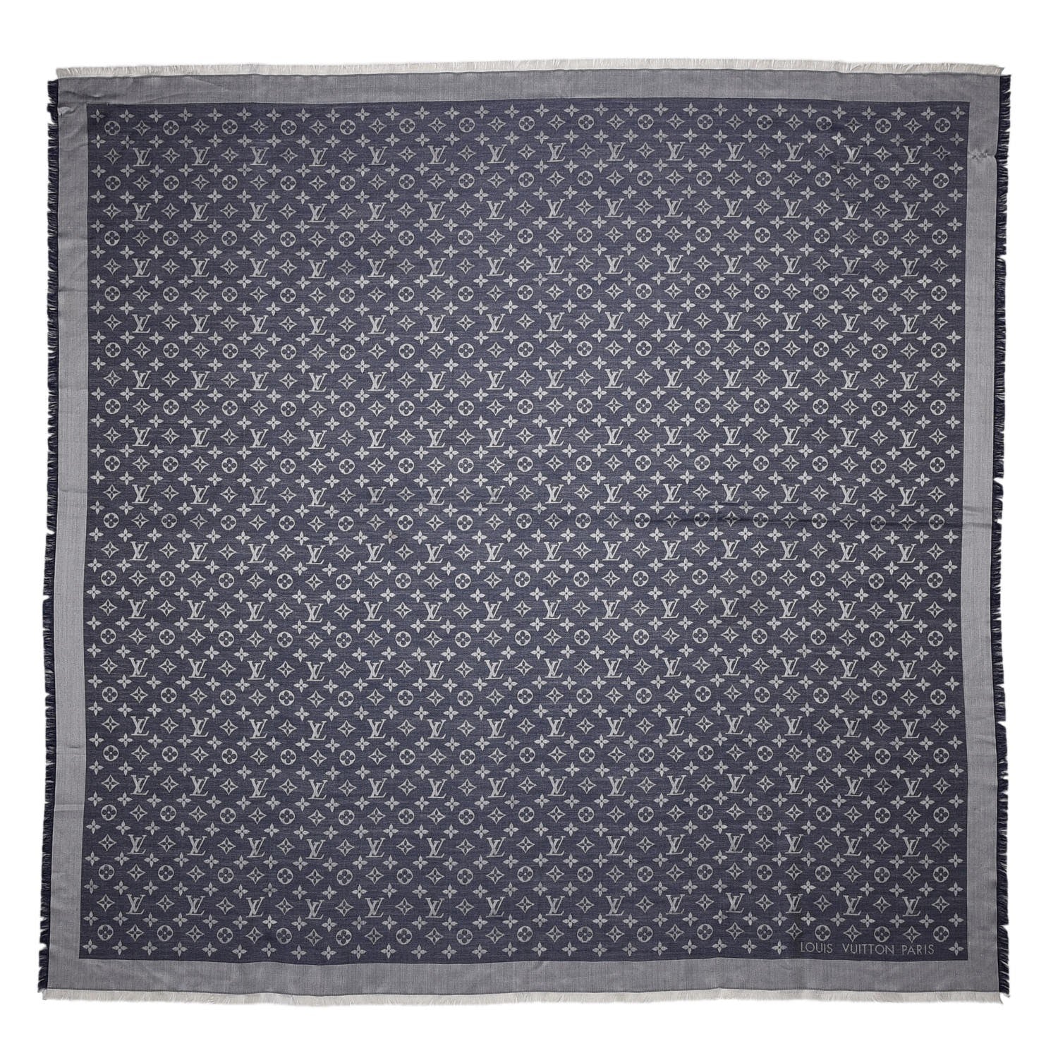 Louis Vuitton Silk Wool Monogram Denim Shawl Blue 1 of 4