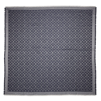 Louis Vuitton Silk Wool Monogram Denim Shawl Blue 1 of 4